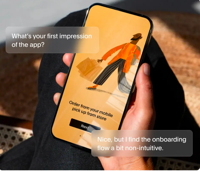 User research mobile interface